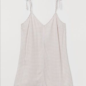 TAN & WHITE GINGHAM ROMPER WITH TIE STRINGS